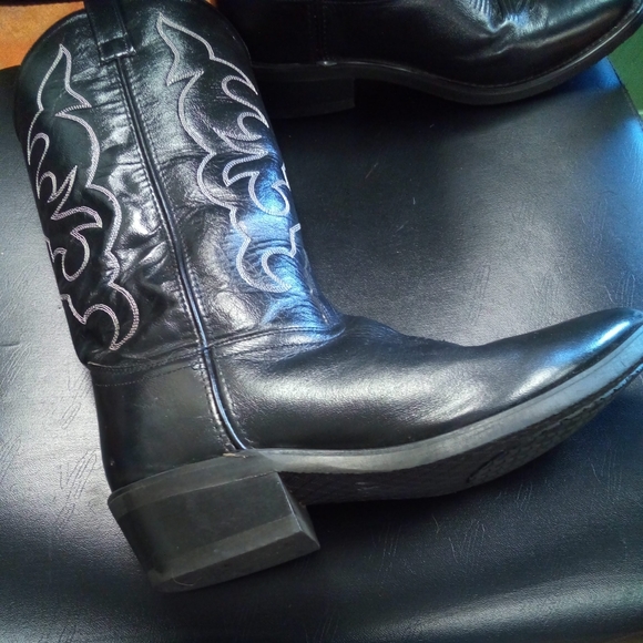 Old West Boots Men's Stitched Cowboy Boots, Leather, TBM3010, Black, Size 9.5 EE - Picture 6 of 8